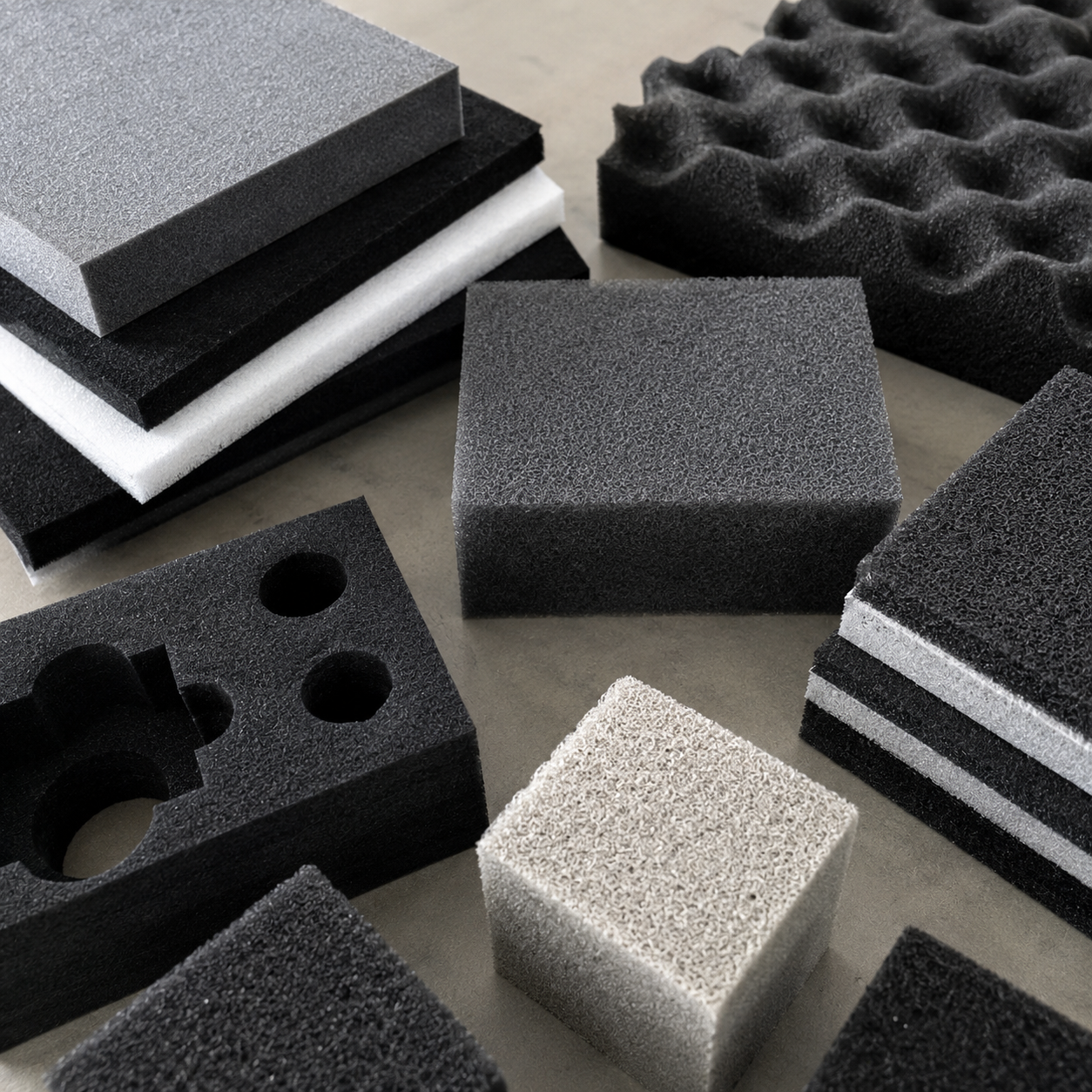 Material sample foam blocks for custom insert projects